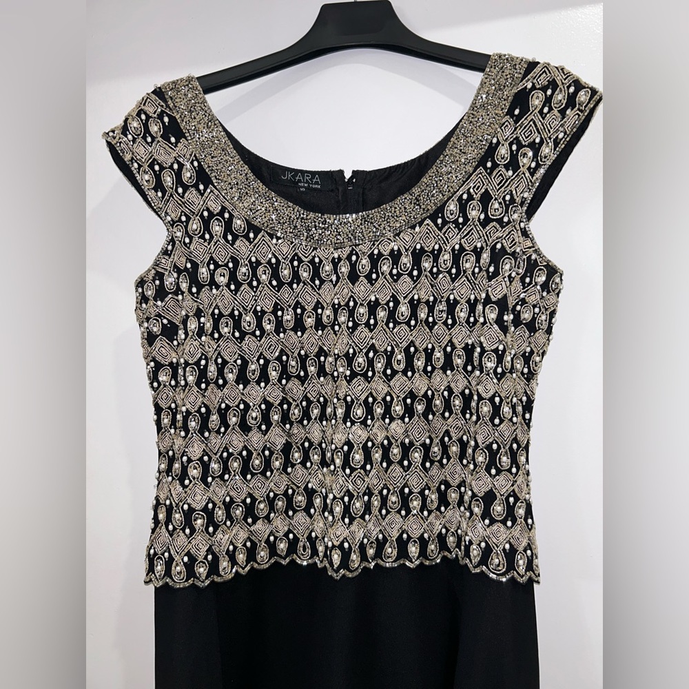 Jkara vintage black beaded evening gown size 10